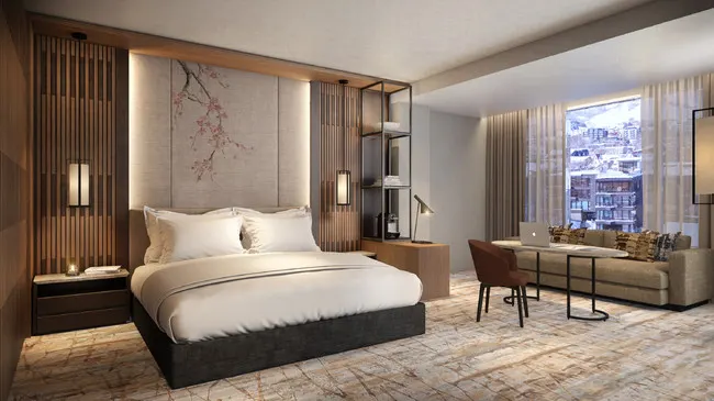Higashiyama Niseko Village, a Ritz-Carlton Reserveの東山ニセコビレッジ、リッツ・カールトン・リザーブの客室（2020年公開資料、撮影年不明）